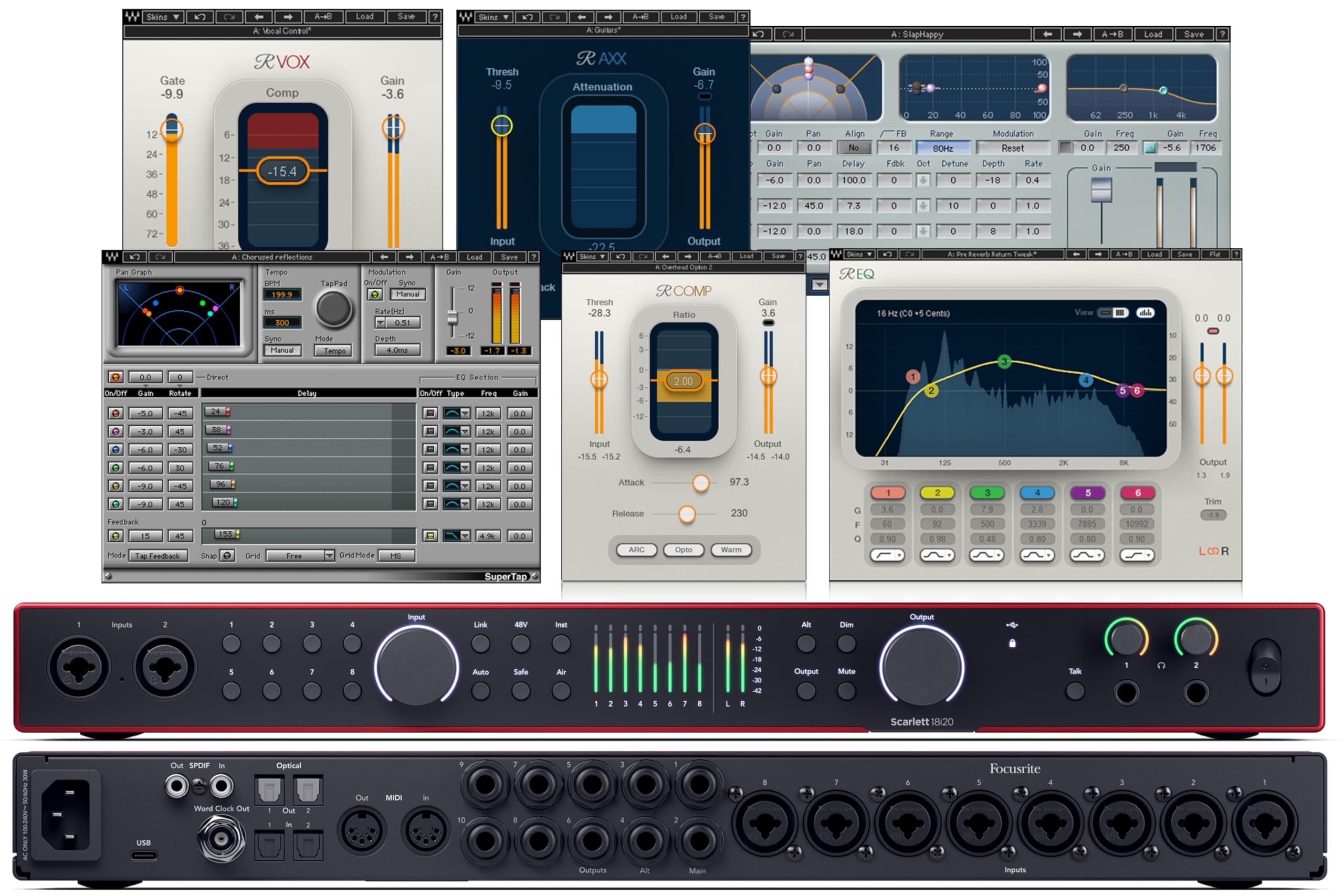 AudioDeluxe Focusrite Scarlett 18i20 (第4世代) USBオーディオインターフェイスとウェーブミュージシャンズ2セット｜明金万代