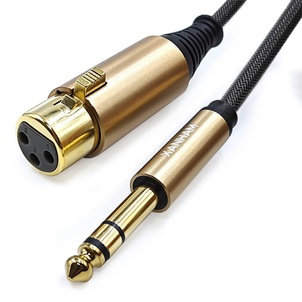 XLRメスから1/4インチ(6.35mm)オス 6.6フィート/2メートル TRSバランスケーブル XLRから1/4インチジャックパッチコード スピーカーとマイク用