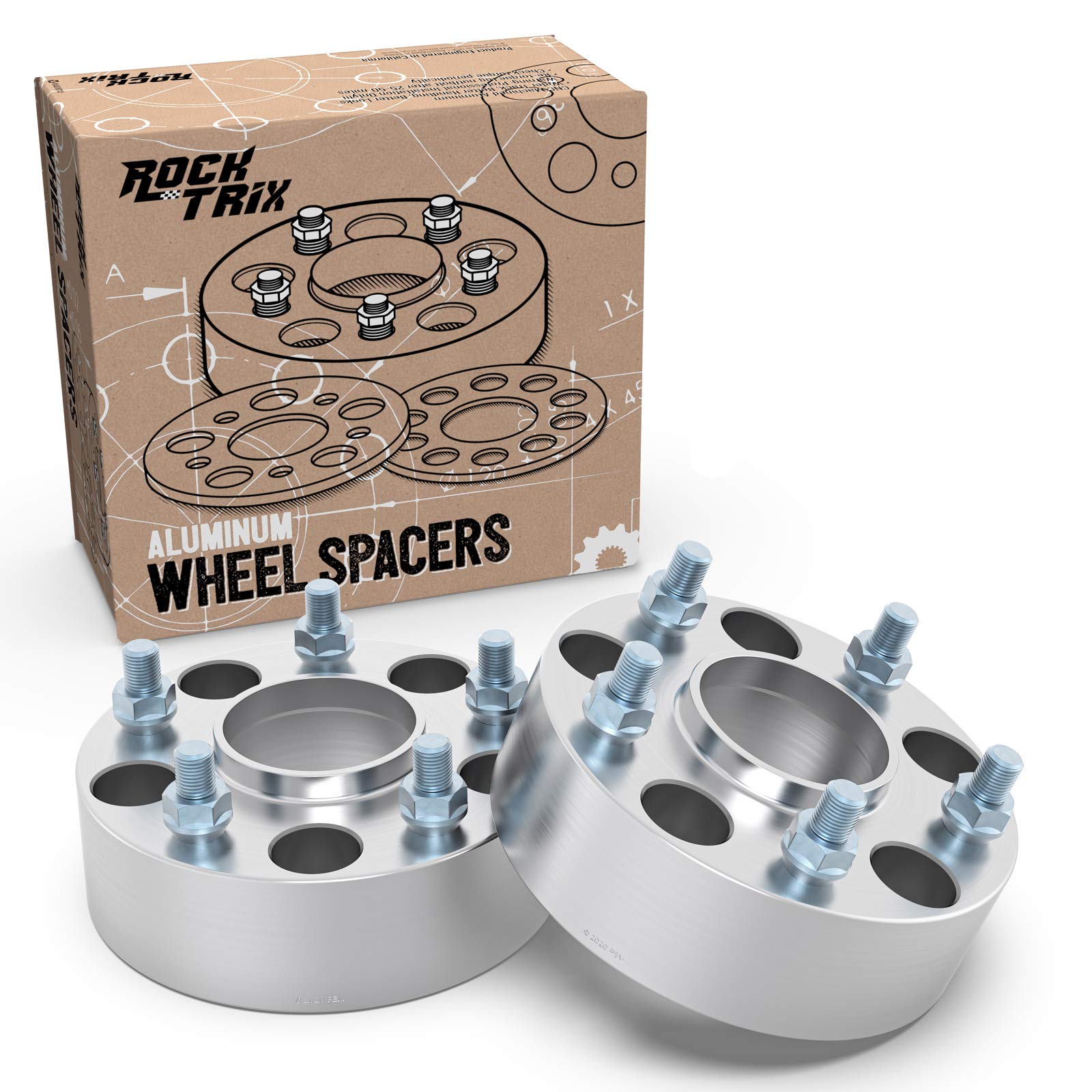 ホイールスペーサー - 5x4.5インチ (5x114.3) ボルトパターン - 71.5mm ボア - 1/2インチx20スタッド/ナット 38mm (1.5\