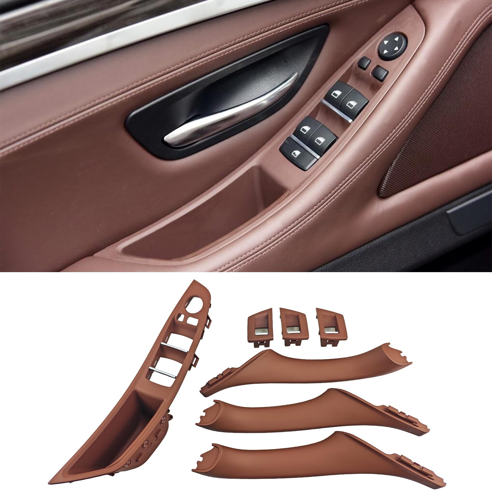 車の部屋の入り口手持ち部分 BMW 5つづき物 F10 F11 2011-2016年式 インナードアプルハンドル インテリアドアハンドル取り替えっこ用押しかぶせる 520i 528i 530i 535d 535i 550i (ベージュ)
