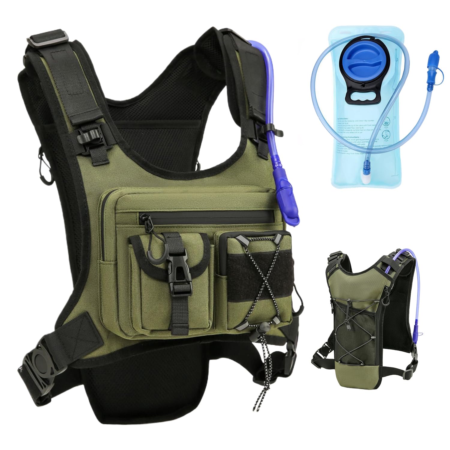 オリジナル特許ランニングハイドレーションベストバックパック、軽量チェストパック、2.0Lウォーターブラダーバッグ付きデイパック、ハイキング、ランニング、サイクリング、レースマラソン用、レディース、メンズ用。｜明金万代