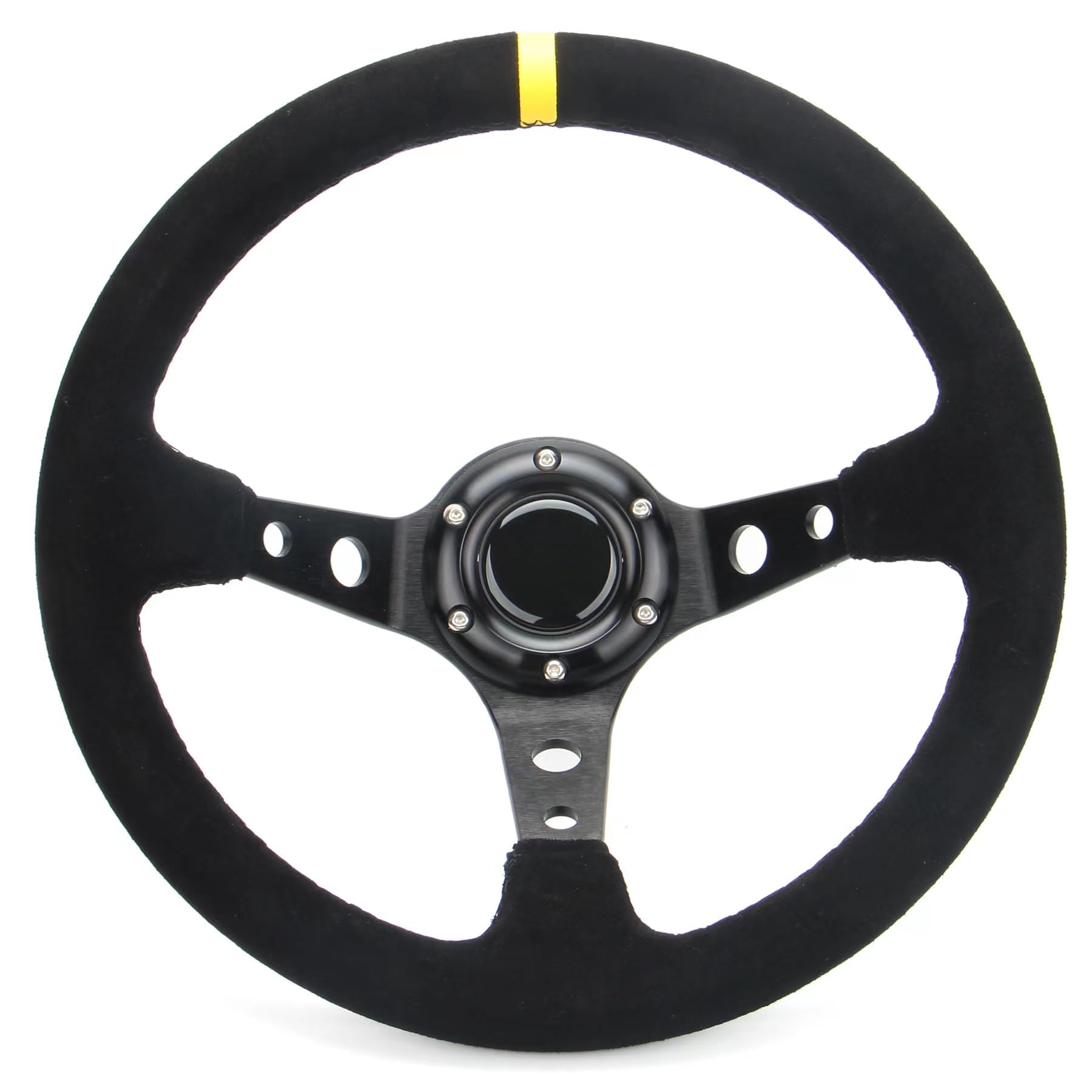 イエローストライプレーシングステアリングホイール スエードクロスなめし革 12.5in 320粍 軽銀輻 ドリフトディープディッシュ 運動競技手持ち部分 唐人笛名取り草付き添い人 その他-日用品雑貨・文房具・手芸