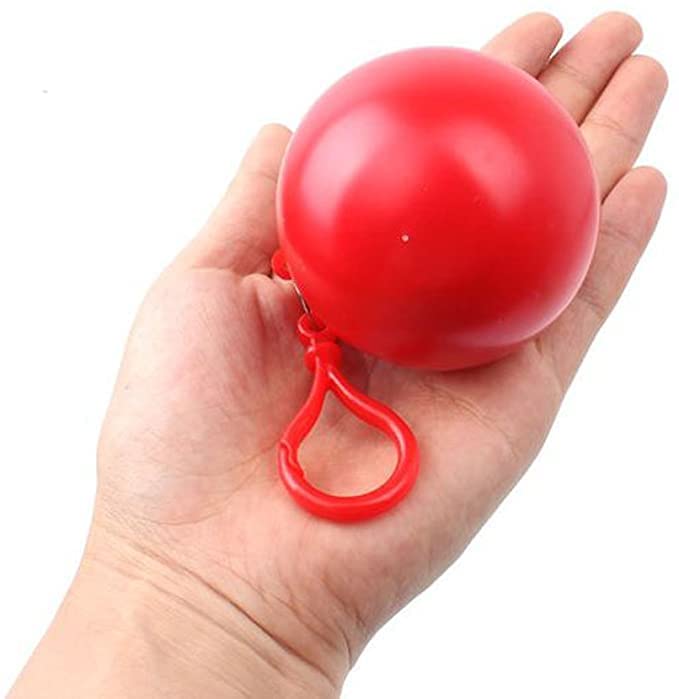 [HJ] 雨合羽 使い捨て雨具 カッパ どんぶり鉢 ポンチョボール 使い捨て雨具 キーホルダー 色選ばず (4個書き割り)