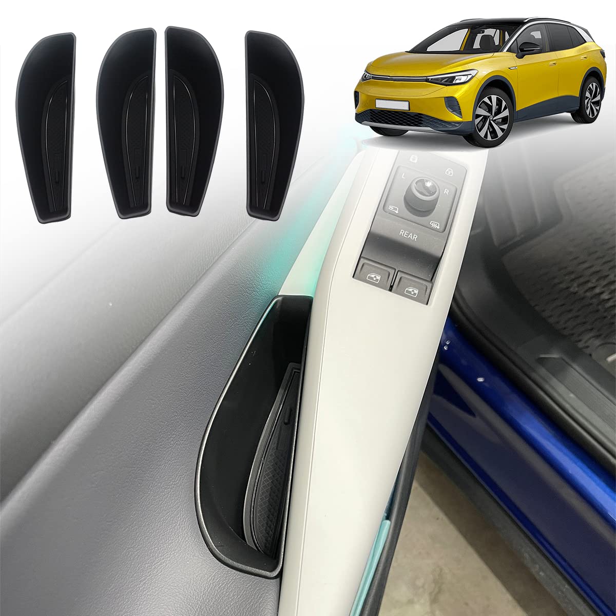 2021-2025 フォルクスワーゲン ID.4 室内装飾付属物、ID.4部屋の入り口側面納めるボックスハンドルアームレストトレイオーガナイザー(向こう正面\u0026amp;後ろ側部屋の入り口)4個仕掛ける 日用品雑貨・文房具・手芸-その他