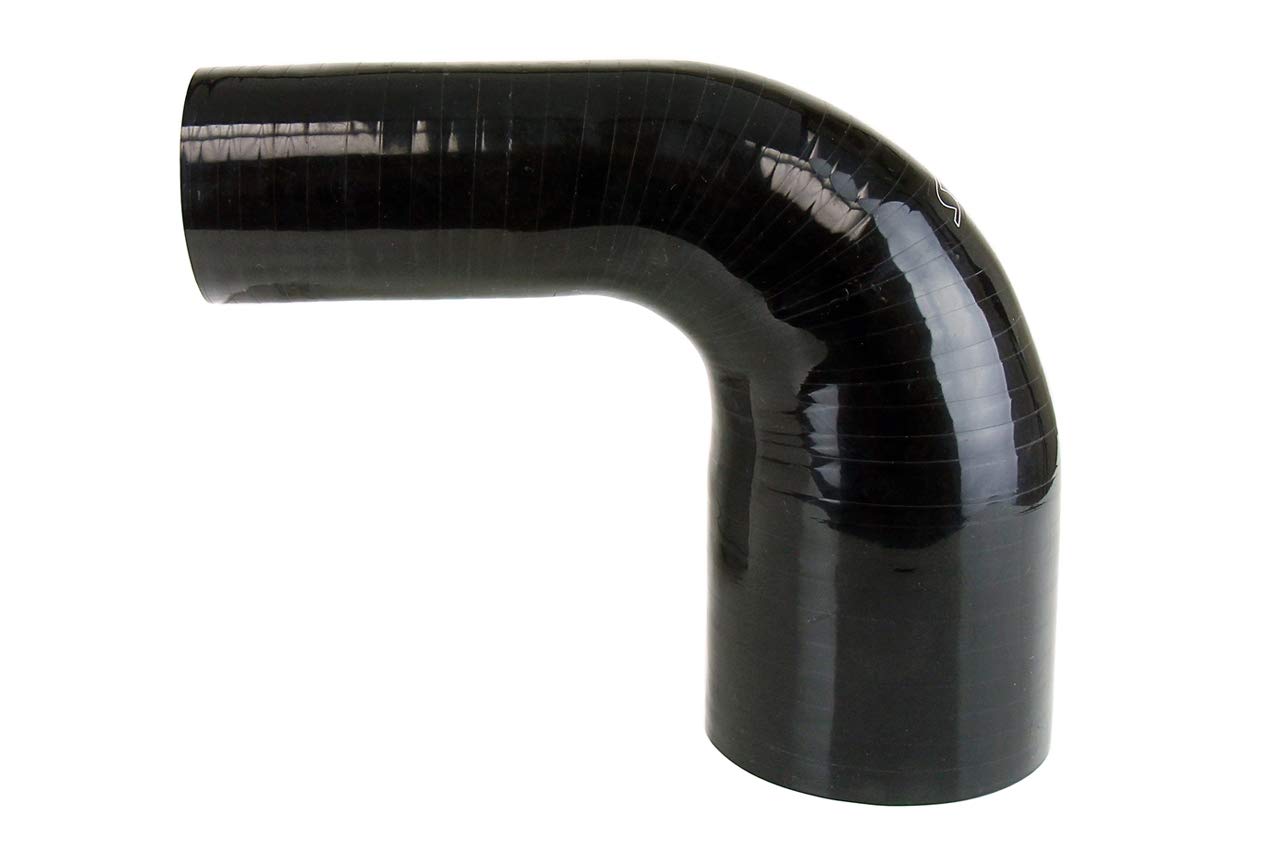 HTSER90-300-425-BLK 高温4層強化シリコン 90度エルボーレデューサーホース 最大圧力25psi 両側脚長さ5インチ 内径3インチ - 4-1/4インチ ブラック｜明金万代 23,887円