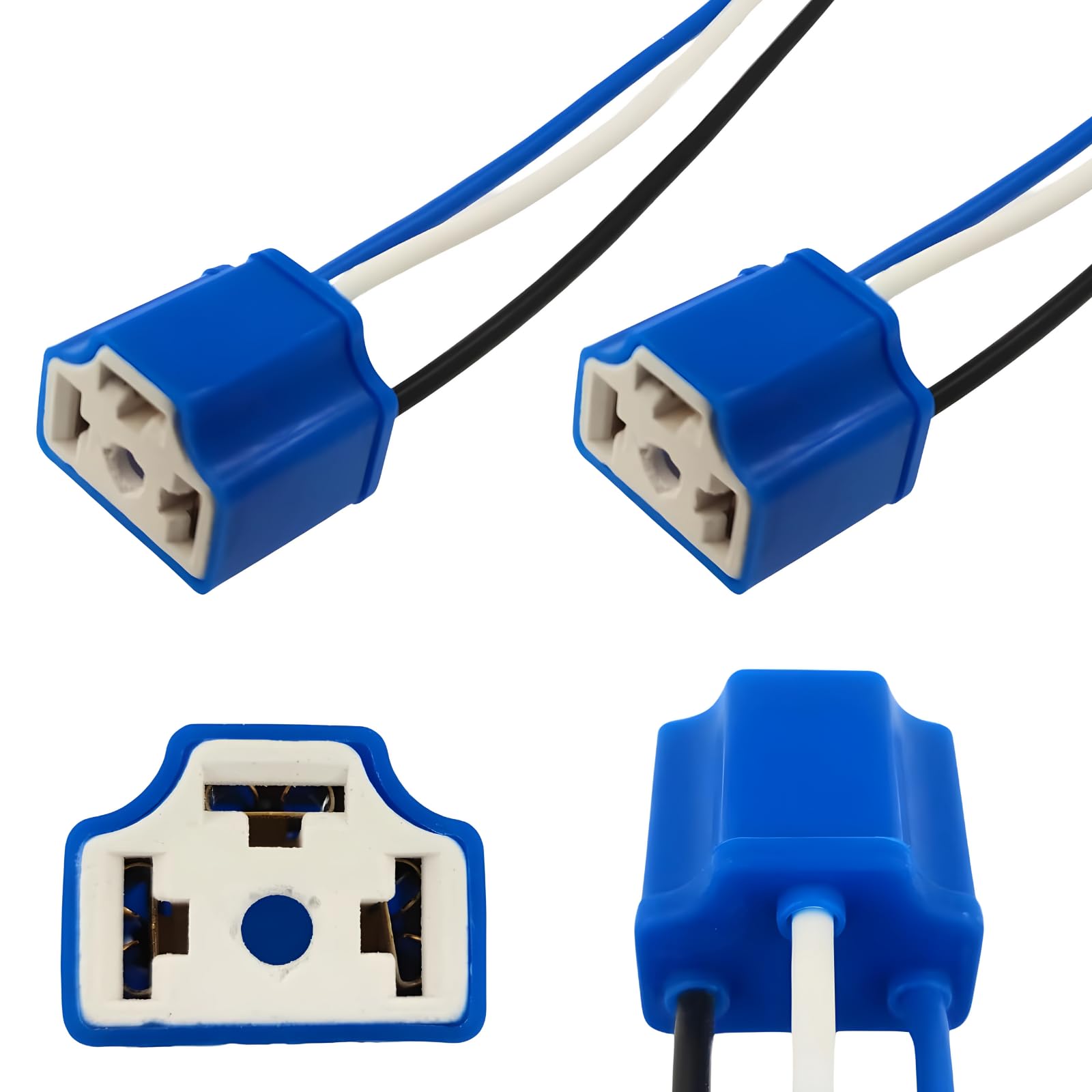 H4 ピグテール ヘッドライト ソケット H4 コネクタ 配線ハーネス メス プラグ 14AWG セラミック H4 9003 ピグテールコネクター 車およびあらゆる車両に対応｜明金万代