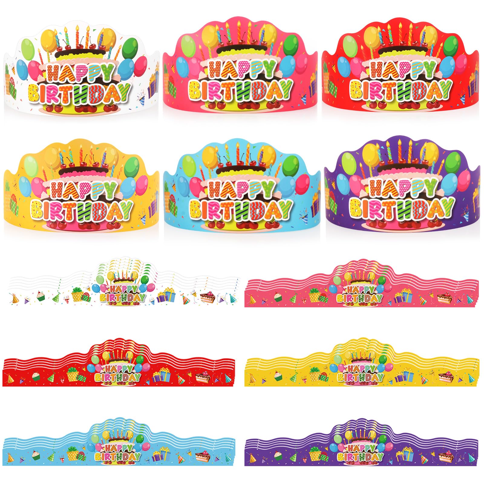 [ZYZYZK] 30 Pack Birthday Crowns for Kids Classroom, Paper Crowns Birthday Hats for School Classroom Birthday Party Supplies (6 Colors)