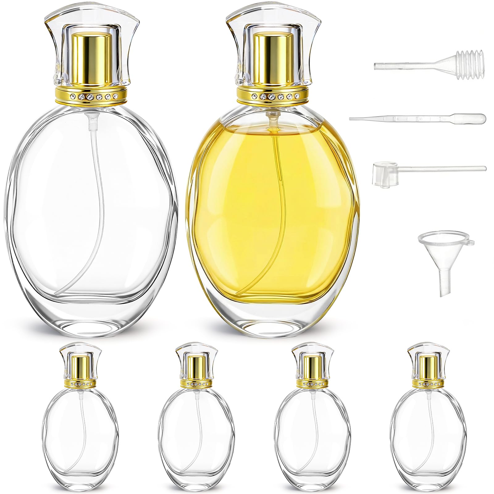6容器に並べる 50ml/1.7薬局衡オンス 詰め替え能力のある吹きつける精油壜、空の硝子精油アトマイザーボトル、ケルントラベルボトル、リフレッシュ、呼吸作用吹きつける用