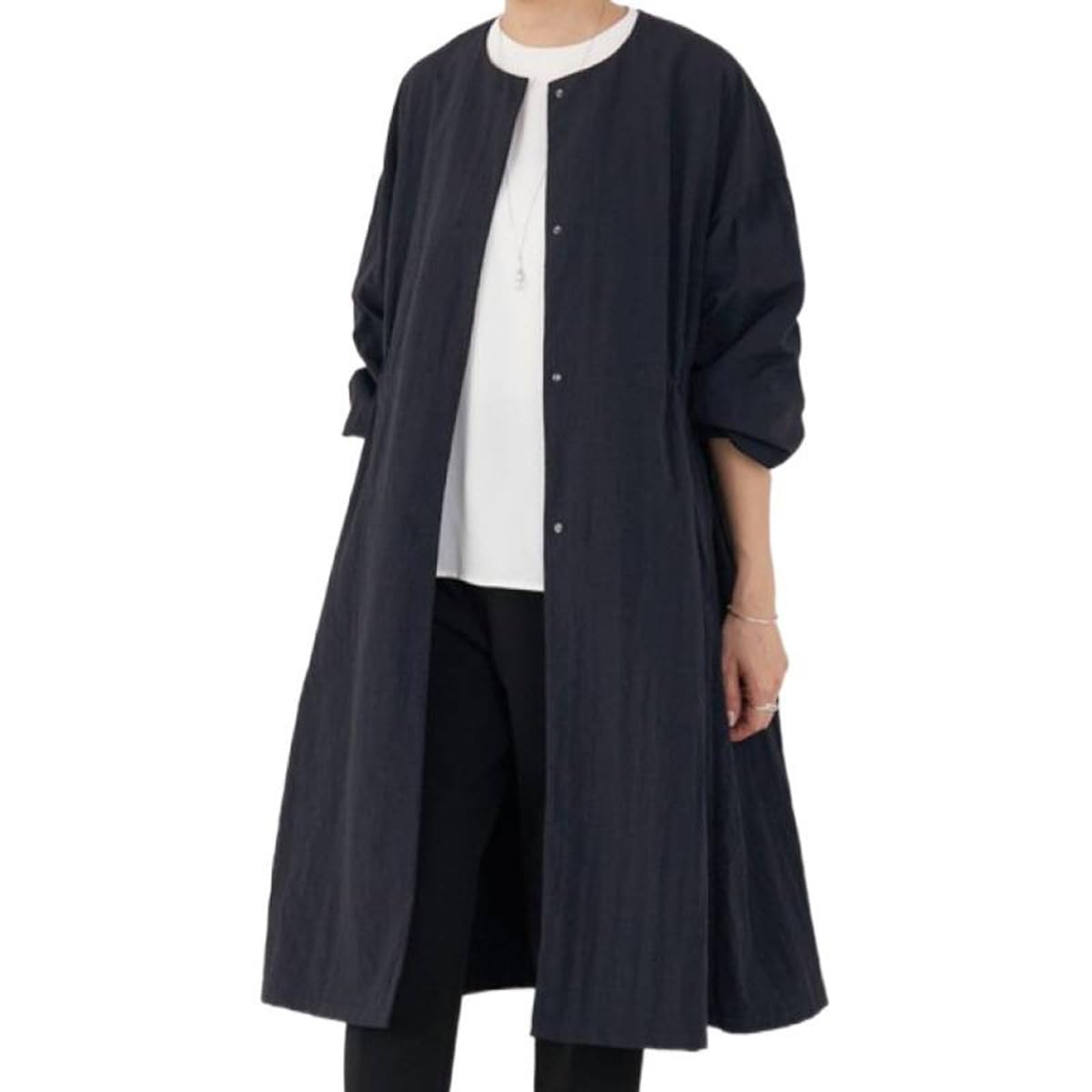 [Haixifry] スプリングコート ロング厚地の外套 衣装 レディース 春服 トレンチコート 分かりやすい 無地 心地よい 着飾る 体型押しかぶせる ゆったり 通い 心地よい ゆったり ロング丈 日常 春夏秋