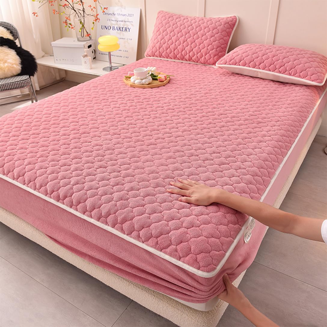 ボックス席敷き布 広広としたダブル 今めかしい 寝台敷き布 冬 マットレス取りまかなう 生あたたかい 寝台取りまかなう ふわふわ 静電気押しとどめる 防寒 着脱飾り気の無い 洗える 抗菌防臭工業 マイクロ衣料繊維 秋冬用 敷き布団取りまかなう さくら色G 広広としたダブル(160*200珊)
