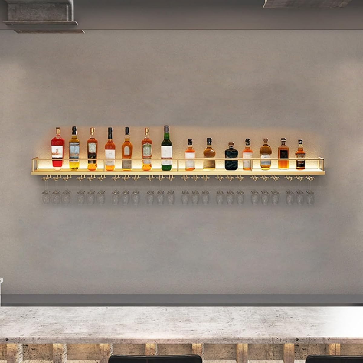 飾りつけアイアンぶどう酒,酒仕合わせ,瓶照明ランプ,酒 棚飾りつけ式,入れもの 今めかしい,吸い筒納める,ぶどう酒保持者,飾りつけぶどう酒、今めかしいなボックス席 (ゴールド 長さ200糎,引っ掛かりはない)
