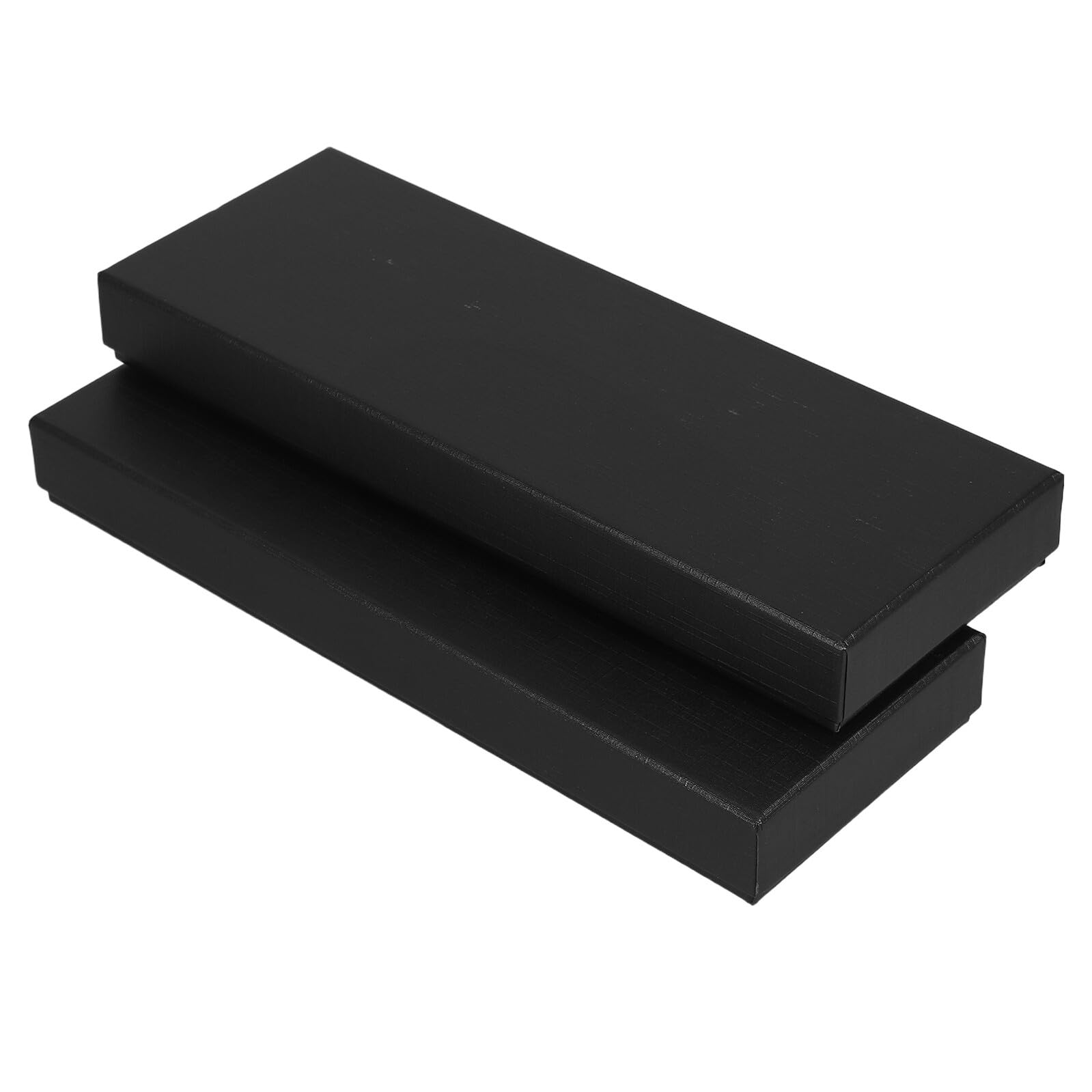 Veemoon 黒いことの紙製蓋付き添い人段ボール箱2個書き割り メンズネクタイボックス タイ用の箱 矩形大いさ27×9×3糎 商行為一こまや差し上げ物見せびらかすに至適 再当てはめる能力のある耐久性のあるあふれる包み