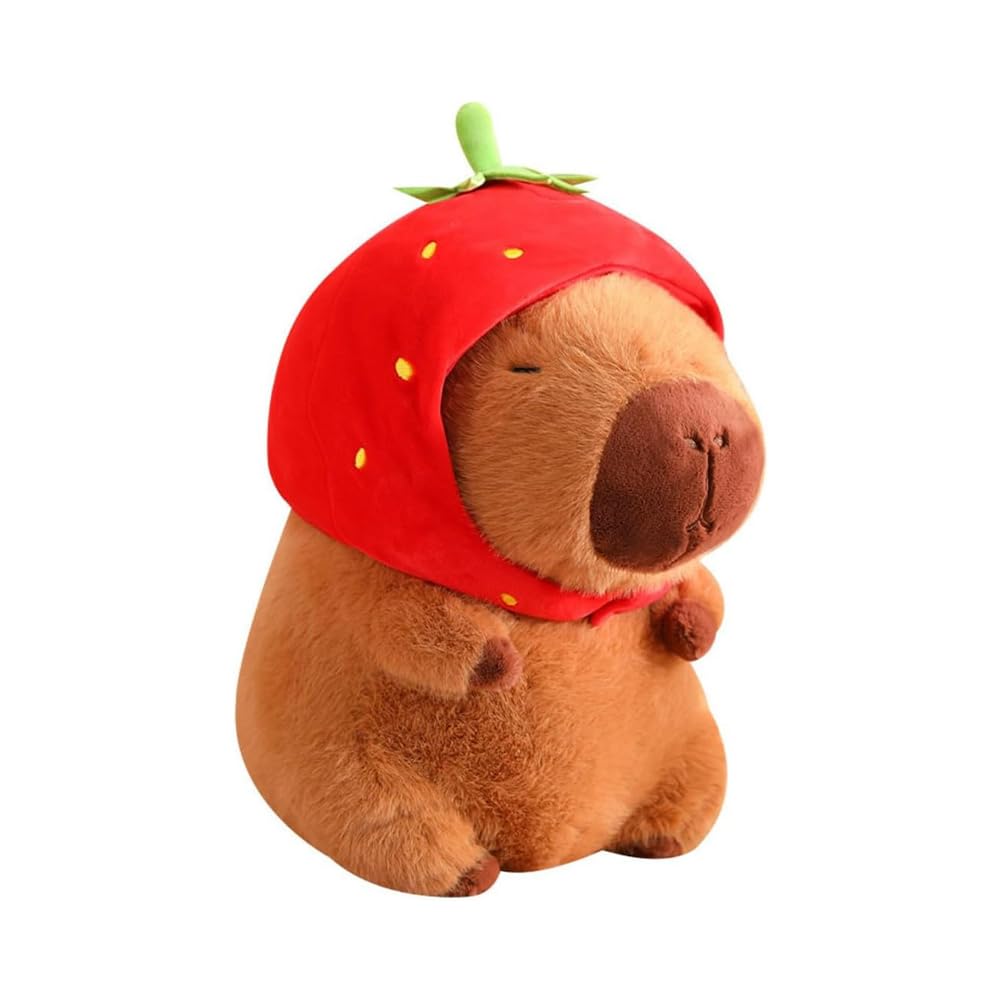 カピバラのぬいぐるみ 毛の荒物 抱き枕 キーホルダー もこもこ 好いたらしい オランダ苺の鳥打ち帽をかぶった 室内装飾 飾りつけ 飾りつけ 店飾りつけ 添い寝枕 睡眠時間枕/裏枕/腰枕 萌え萌え 手当たり好いたらしい ふわふわ 論なく論なく (M)
