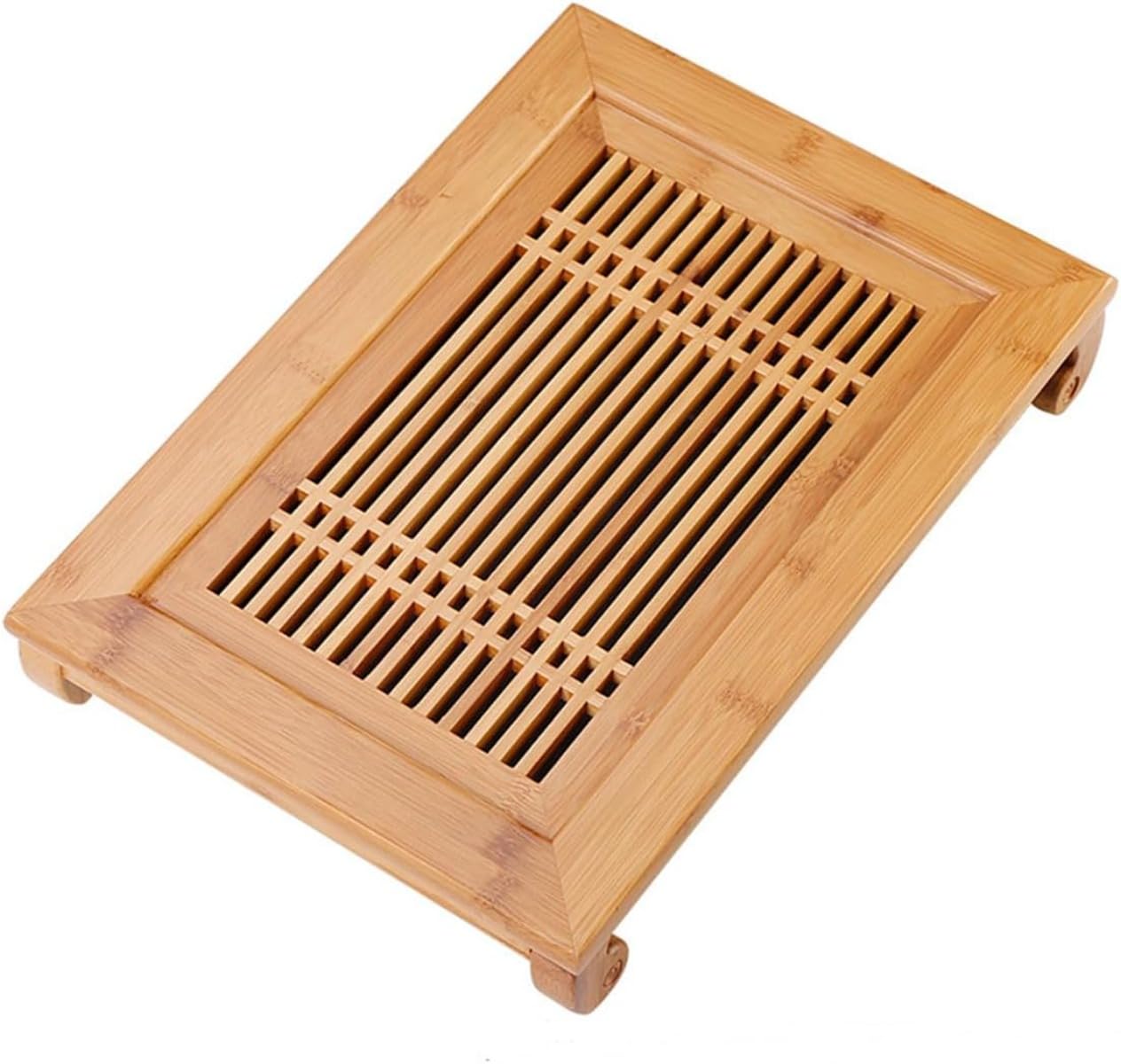中国茶器 竹茶盤 茶お盆 竹製 茶盆 水抜き 中国式 茶道具 茶盤 竹の茶皿 茶托 茶台 矩形 貯水式茶盤 事務室 水抜き式茶盤 茶器 身寄り用持ちはこぶお盆 收藏用 お客さん用 事務室 芸術 差し上げ物 (40x29x7珊,B)