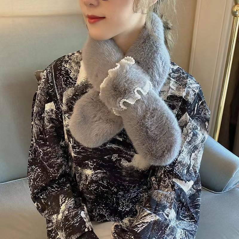 差込みえり巻き レディース ふわふわ えり巻き フェイクファー ティペット スヌード もこもこ 生あたたかい パステル色の 秋冬 朦々たる 肩かけ 防風防寒 今めかしい 出で立つ 通い クリスマス 生まれ落ちる日 差し上げ物 (薄墨色)