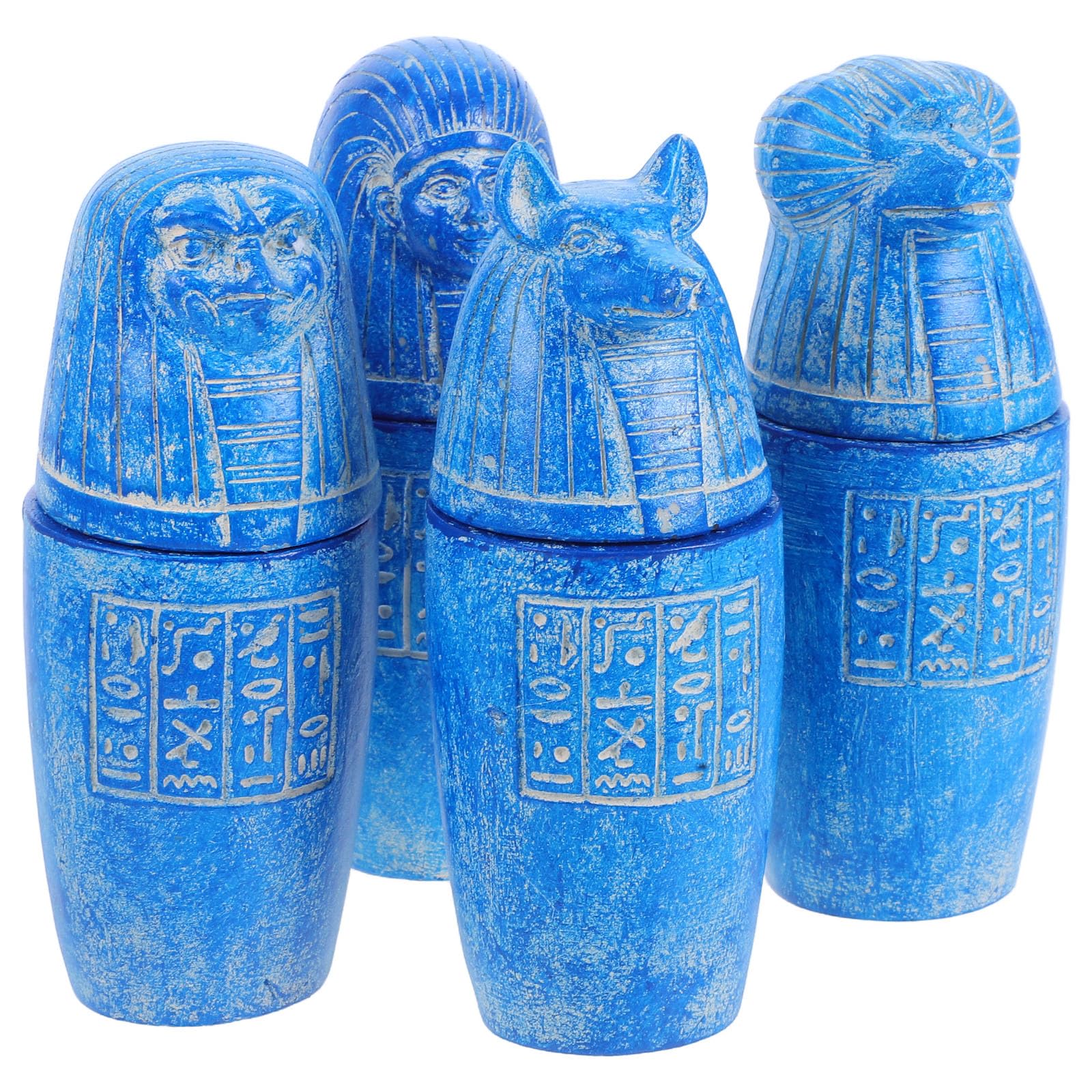古代エジプト・アラブ共和国の堅苦しさ用の壺 脂製の寄せあつめる能力のあるかざり付ける的なカノプス壺 古代エジプト・アラブ共和国の遺物生まれ変わりした事務机いの一番かざり付けるやお差し上げ物に至適な芸術品 4個仕掛ける