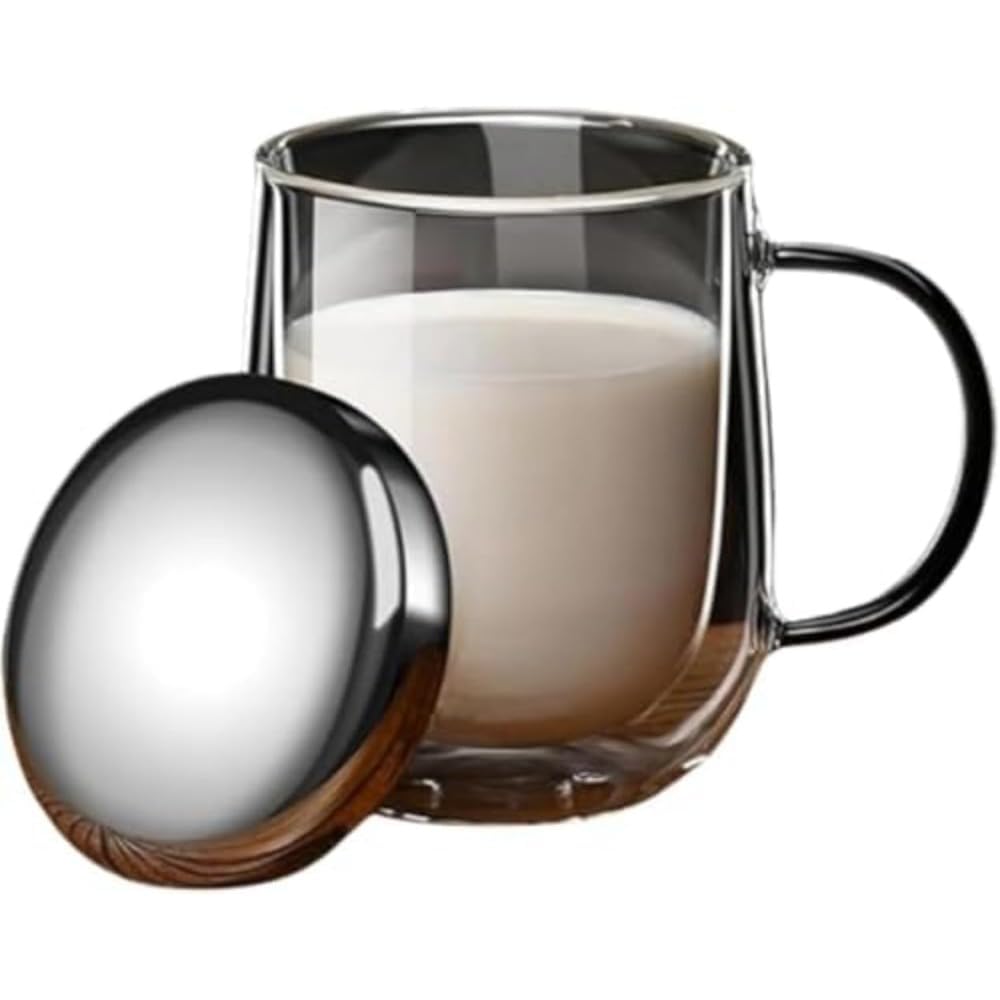 二層断熱硝子製珈琲優勝杯350 ml/450 ml揺りうごかすお匙凝結押しとどめる澄み切ったコップ保温、保冷大型はしけ腹積もり食器洗い機洗い濯ぎカッププレゼントアイデア身寄り用 (450ml) [並行輸入品]