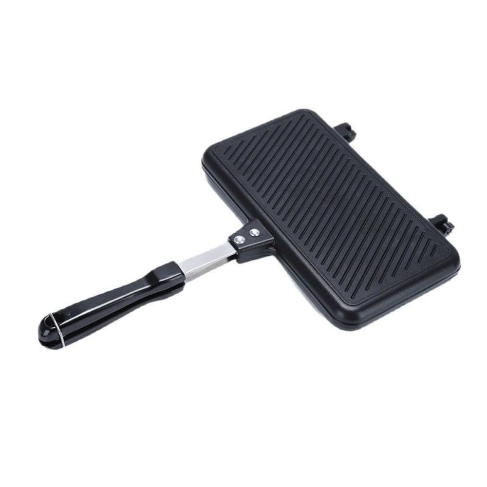 ホットサンドメーカー 餃子焼き器 ホットプレスパン キャンプ用調理器具 直火・対応 サンドパン 両面焼き クッカー 2枚焼き 上下分離型 ダブル 焼き目 大型グリルパン フッ素樹脂加工 お手入れ簡単 手軽 丸洗い 焦げ付きにくい キャンプ アウトドア 家庭用 (A) [並行輸入品]｜明金万代