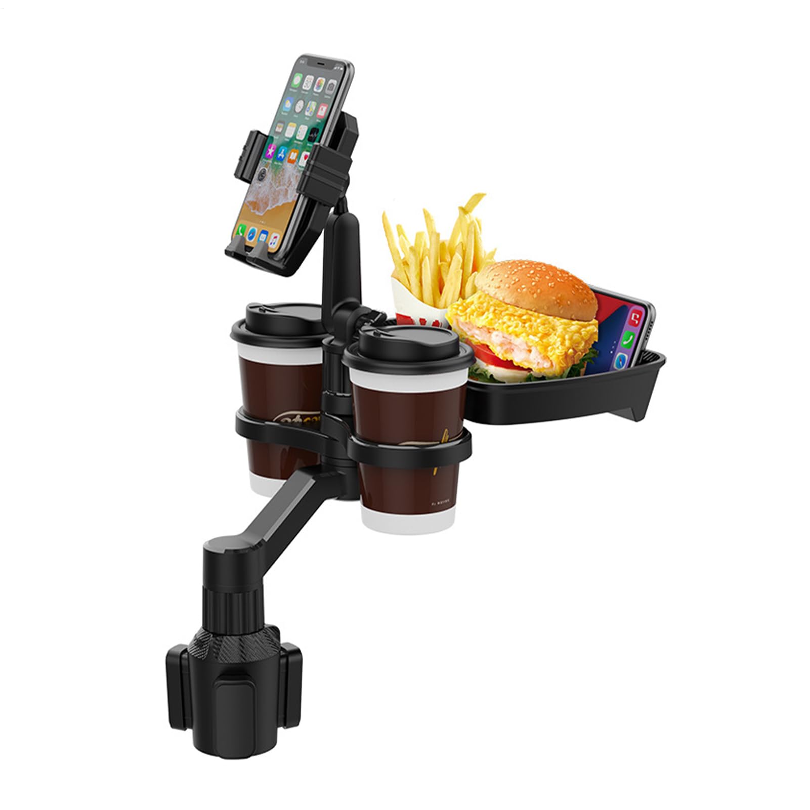 カップホルダートレイ | 取り外し可能 360度回転 角度調整可能 トレー | カップホルダー テーブル | キャンプ ピクニック アウトドア アドベンチャー ロング ドライブ デイリー センター コンソール ダッシュボード スポーツ ユーティリティ ビークル レクリエーション ビー｜明金万代