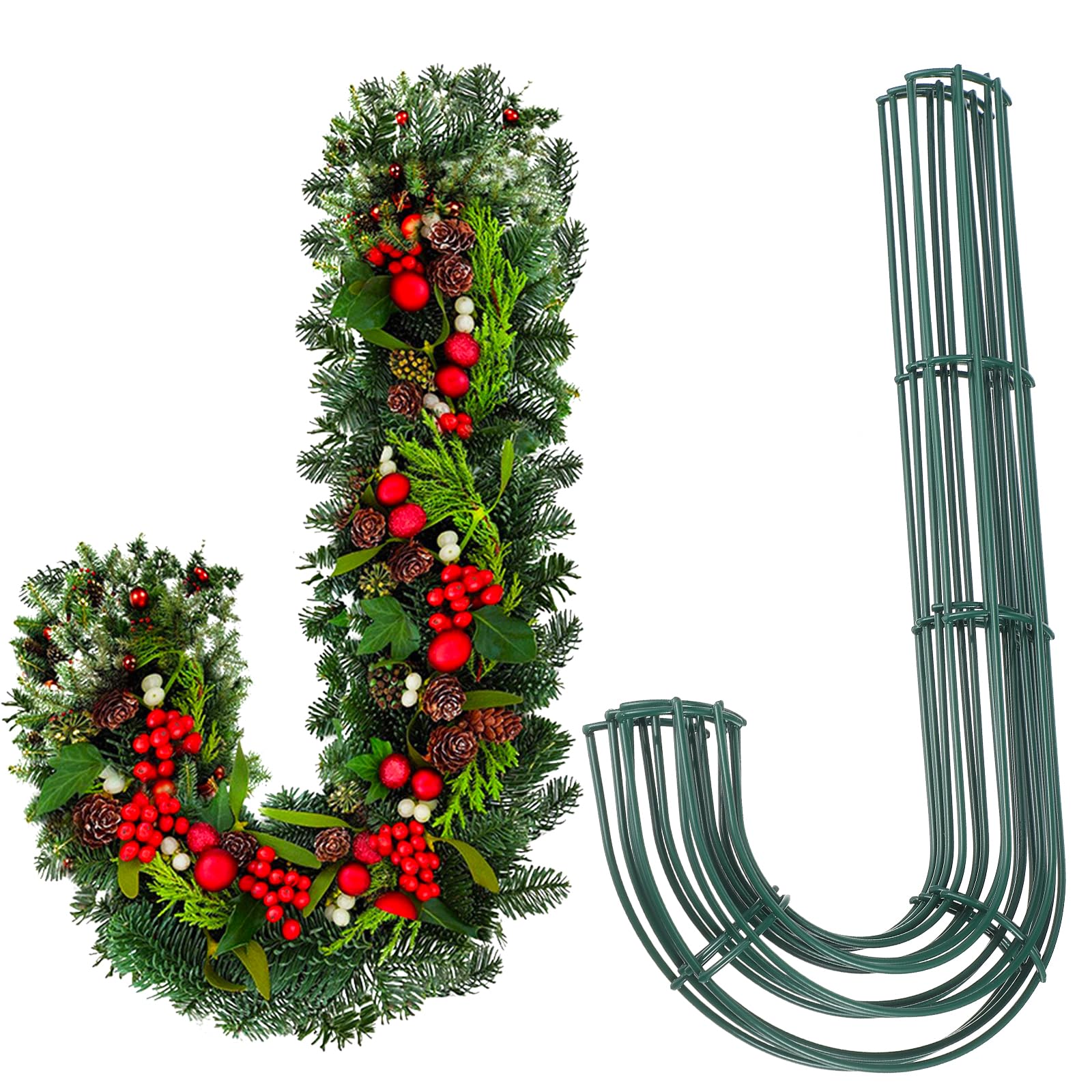 DIYクリスマス装飾用安定した構造のグリーンアクセサリー 4個入り鉄製リースフレーム|明金万代