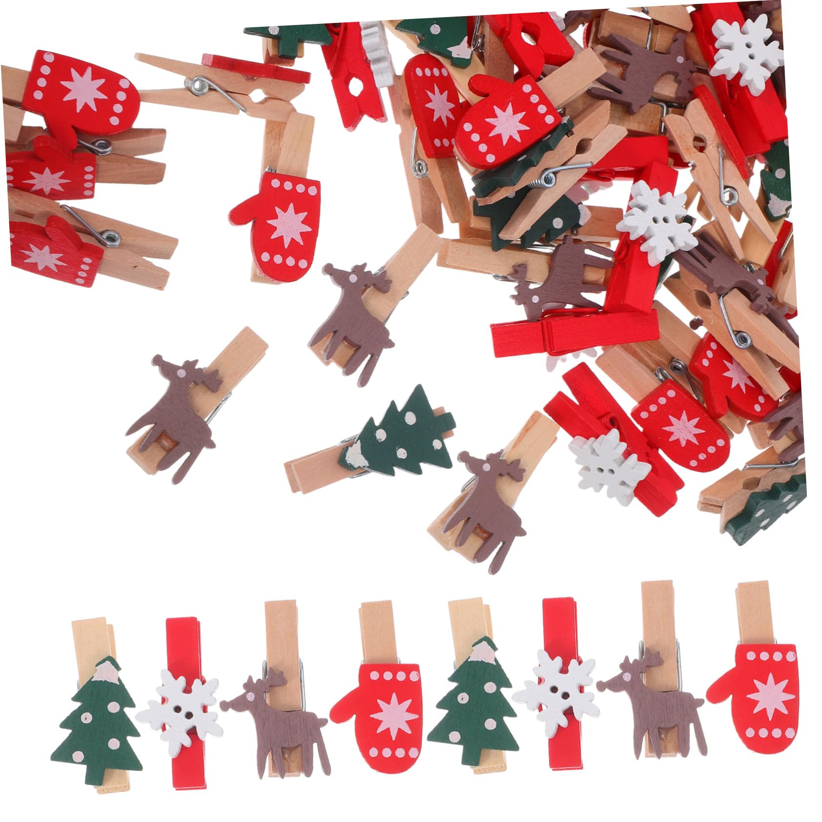 100個クリスマス 青写真 木製ミニゼムクリップ お召しもの用いの一番 活動写真や歌留多の吊り下げに 手工芸品 寄りあいかざり付ける 公休日でき事向け