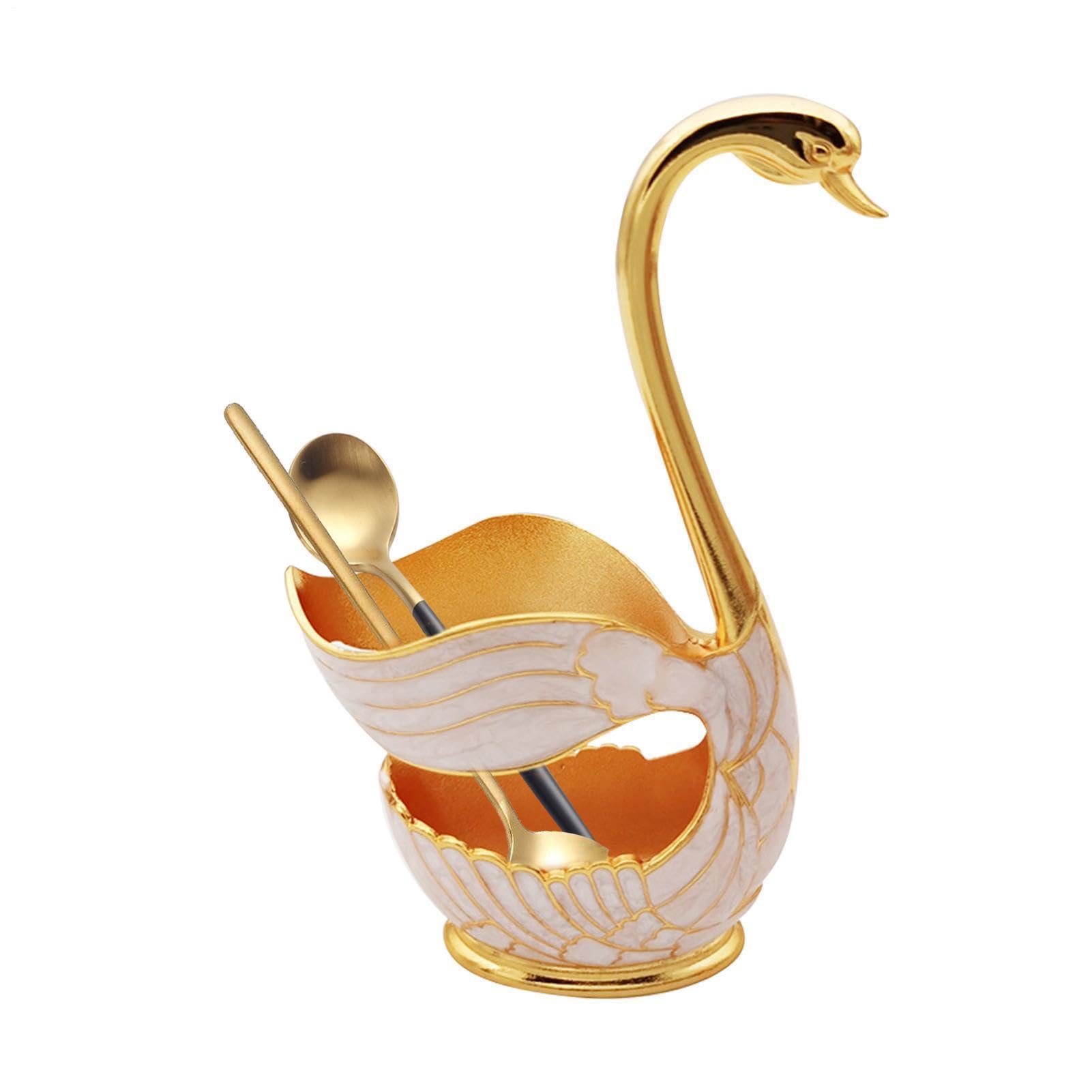 白鳥型スプーンホルダー - メタルメタルディナースワンベースホルダーフォークティースプーンオーガナイザーディナースワンベースホルダーフォークティースプーンオーガナイザー | 白鳥の形の食器スタンドスタンドコーヒースプーンラックホルダー|明金万代