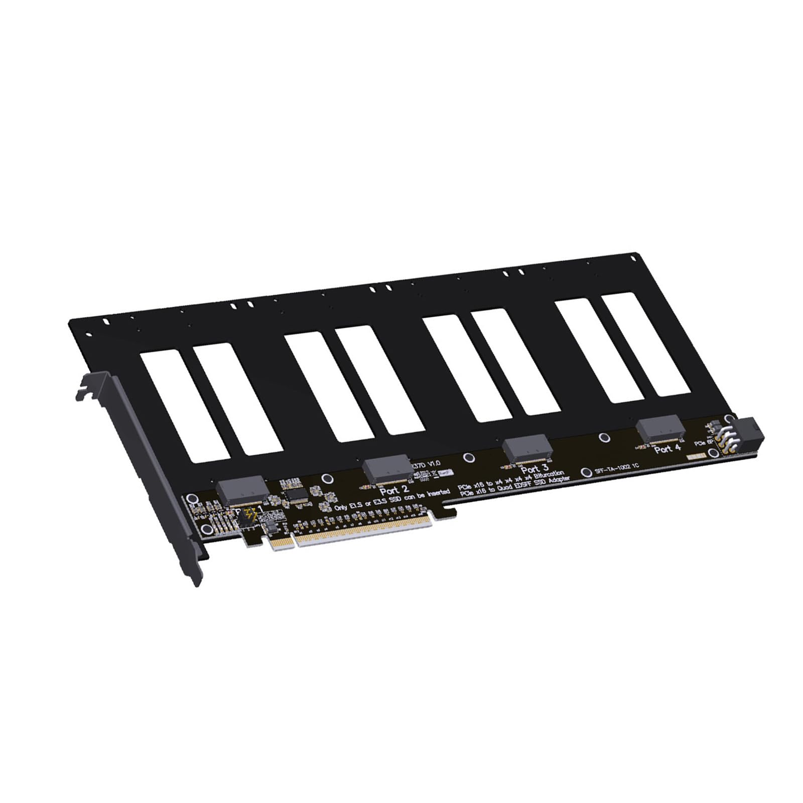 PCIe 5.0 X16-4 ポート EDSFF 分岐アダプタ カード高速 128Gbps データ転送拡張カード｜明金万代
