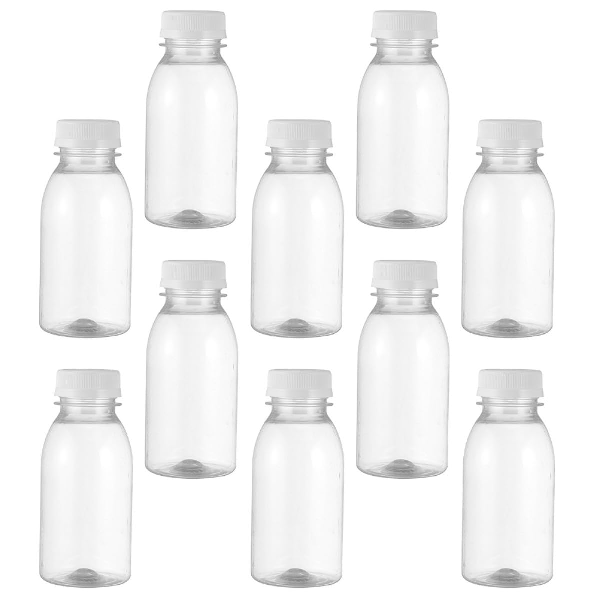 プラ製牛乳瓶 300ml 10個セット PP素材 耐衝撃性のあるミルク保存瓶 透明なジュースボトル 飲料の保存や持ち運びに最適｜明金万代