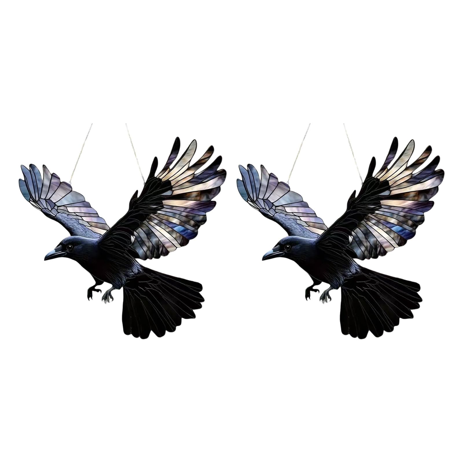 2 個のカラフルなアクリル鳥ハンギングサンキャッチャー屋外の庭の装飾デザインと反射光パターンアクリル鳥ハンギング装飾｜明金万代