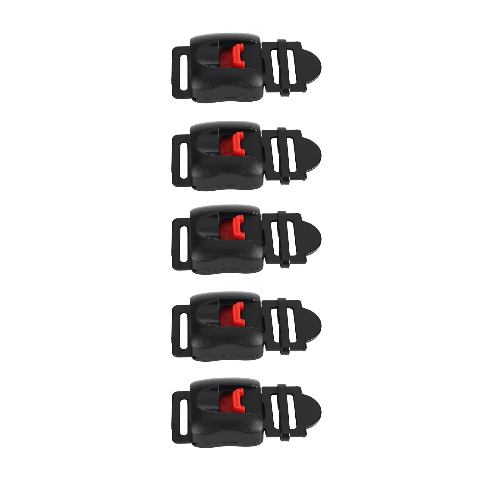 オートバイヘルメットスピードクリップバックルヘルメット固定用、5個クイックリリースあごストラップバルユニバーサルフィ、ブラ+レッド｜明金万代