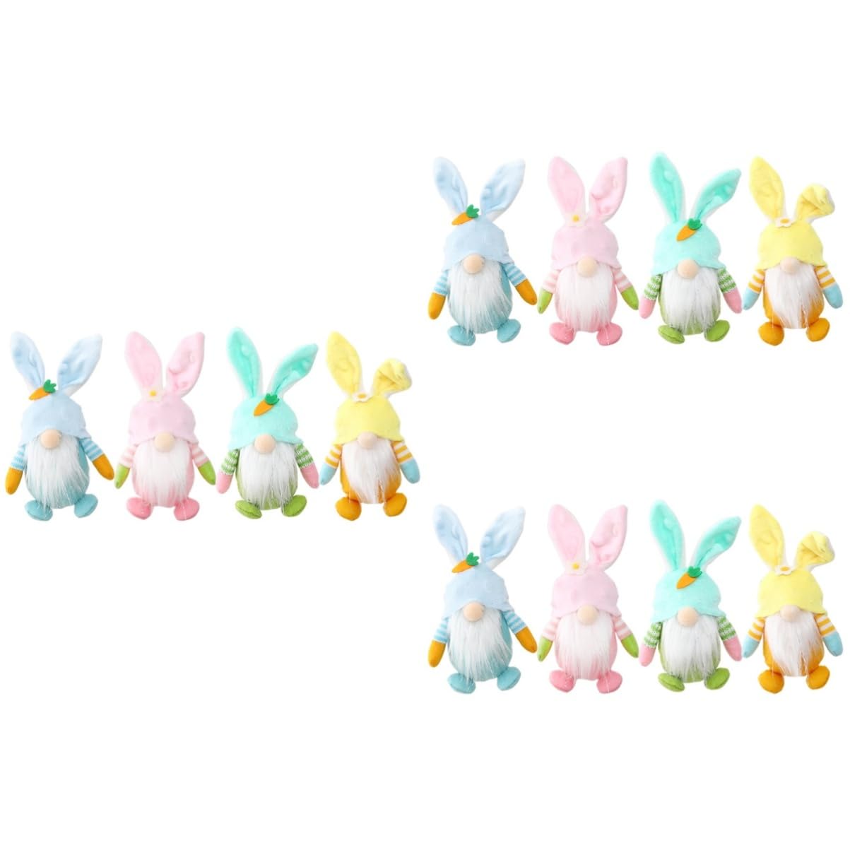 3セット イースター Rabbit Cute Doll Elf Toys イースターノーム イースターの装飾 の の装飾 イースタークラフト 布 4個*3|明金万代