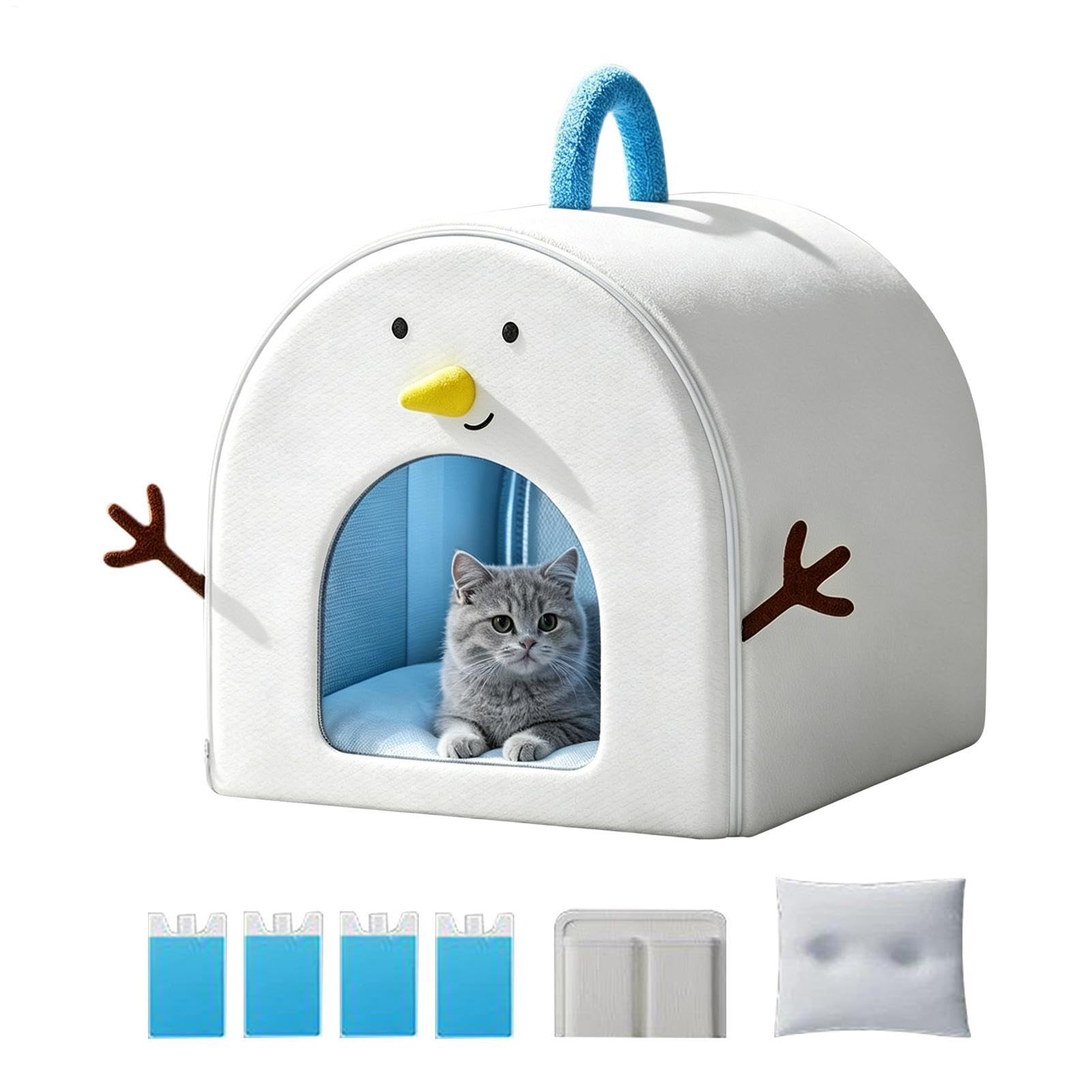 ひんやりペット冷却ハウス,通気性 ポータブル 防水 保冷剤４個付き - ひんやり猫犬ハウス | 暑い夏の日、キトン、子犬、小型犬、自宅、オフィス、アパート、マンションに｜明金万代