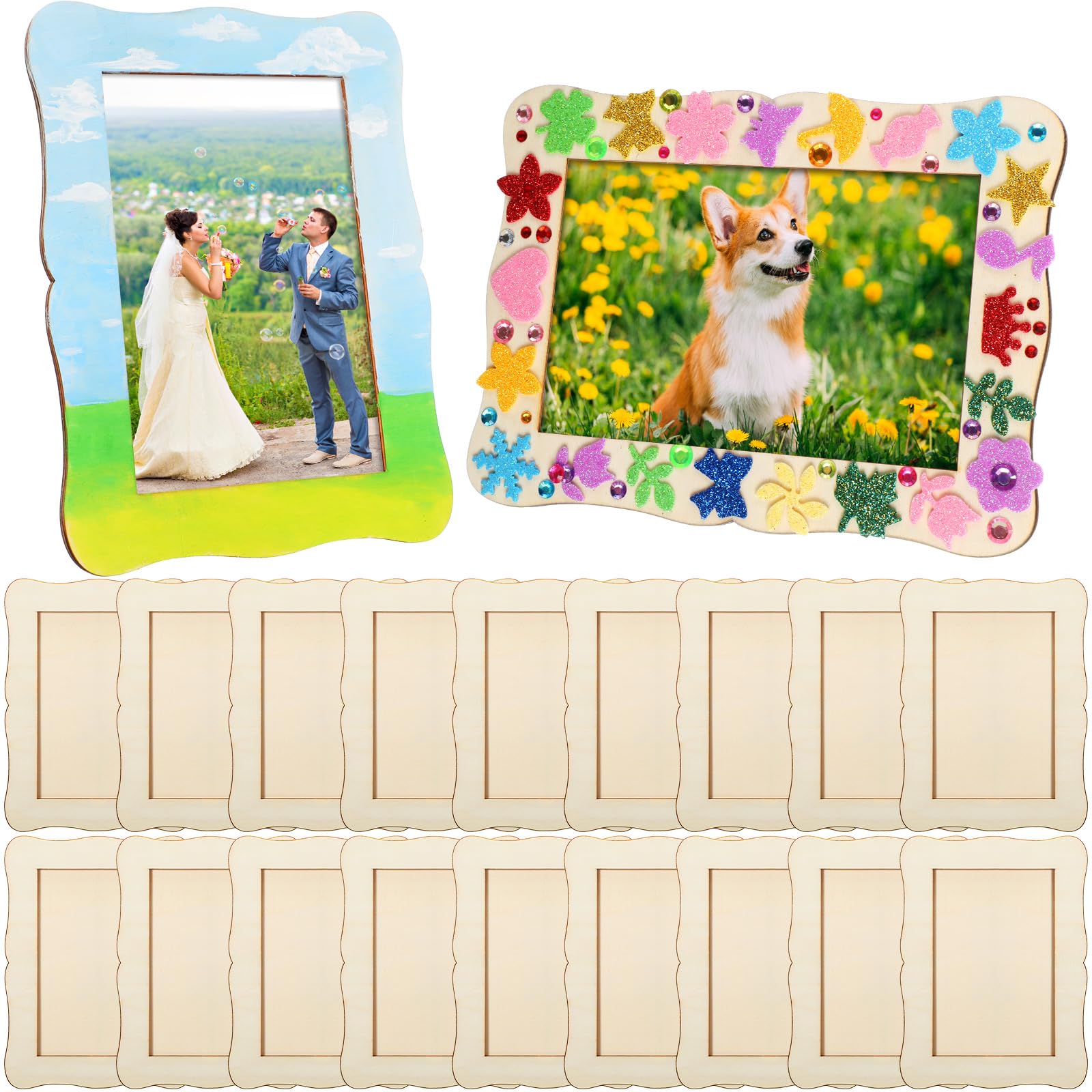 20ピース DIY 木製フォトフレーム 未完成の木製写真フレーム 4×6インチの写真用 ブランク写真フレーム DIY絵画アートクラフトの装飾用