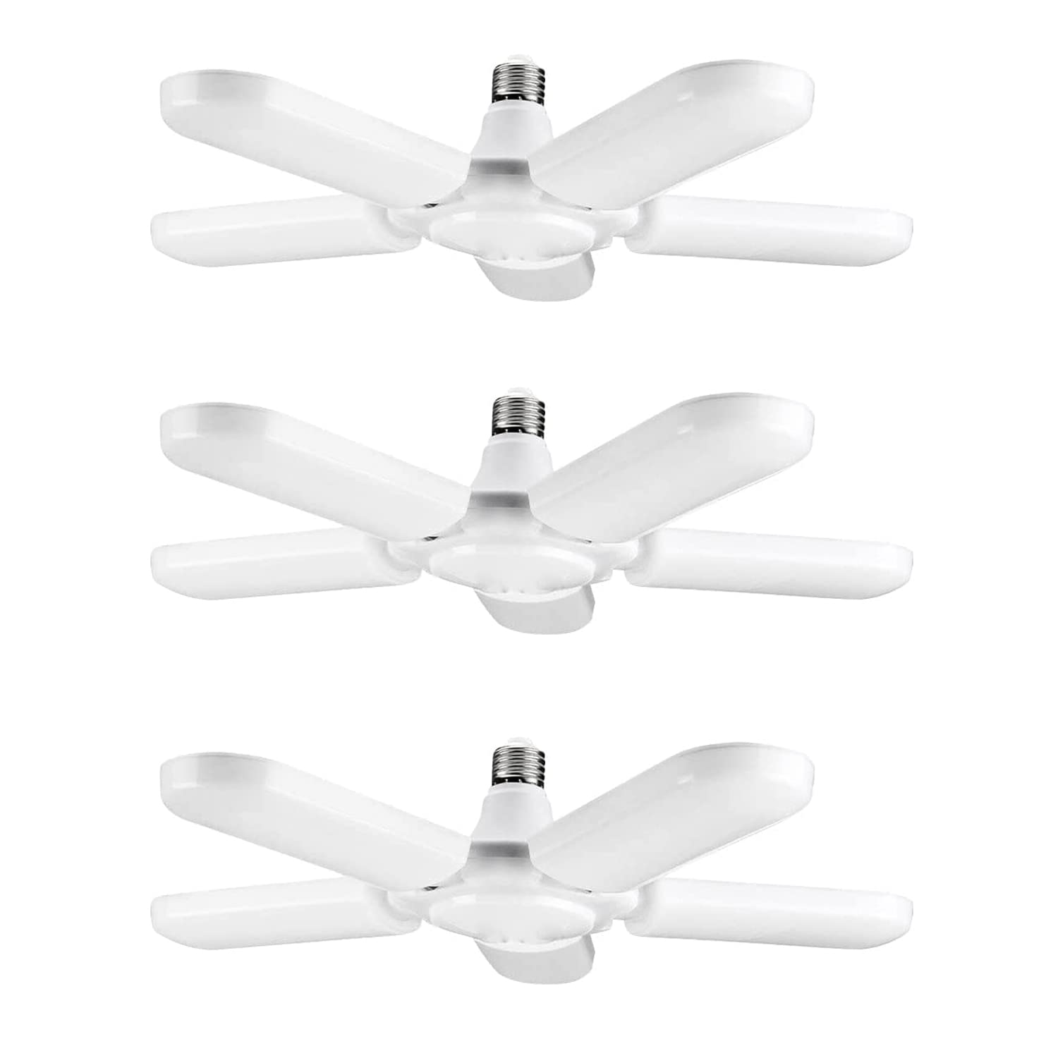 ペンダントライト ガレージライト 100W 3個セット 6500K E26 LED電球 6灯式 昼白色 高輝度 折りたたみ式 小型 工事不要 角度調節可能 省エネ 天井照明