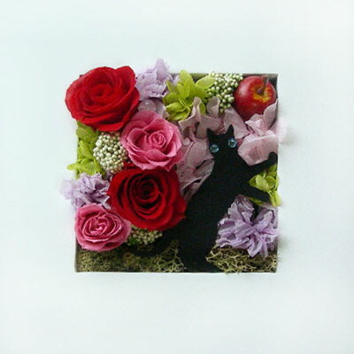 プリザーブドフラワーガラスドーム ハート黒ネコ 楽天市場】新作「魔法