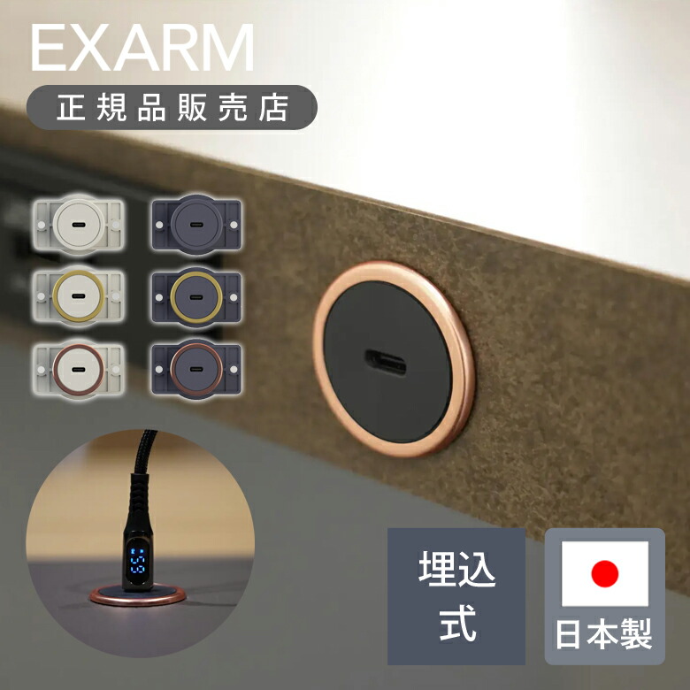 スワン電器 EXARM POWER 100 埋込型USB-Cポート EXP-1610 E1610 日本製 国産 EXP1610 SWAN TYPE-C ポート 後付け DIY 100W コンパクト 天板 取付 簡単 結線不要 机 インテリア おしゃれ 埋め込み式 埋込式 リフォーム 施工 エグザーム｜自分にピッタリ家電の「マイピタ」