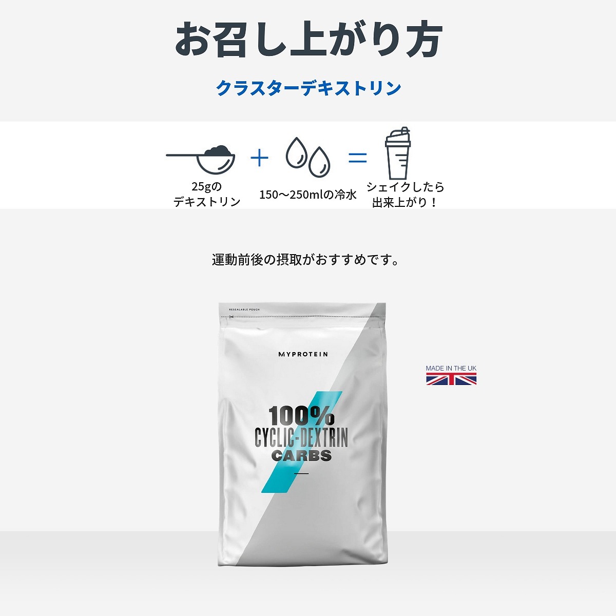 楽天市場 マイプロテイン 公式 Myprotein クラスター デキストリン 1kg 約40食分 楽天海外直送 マイプロテイン 楽天市場店