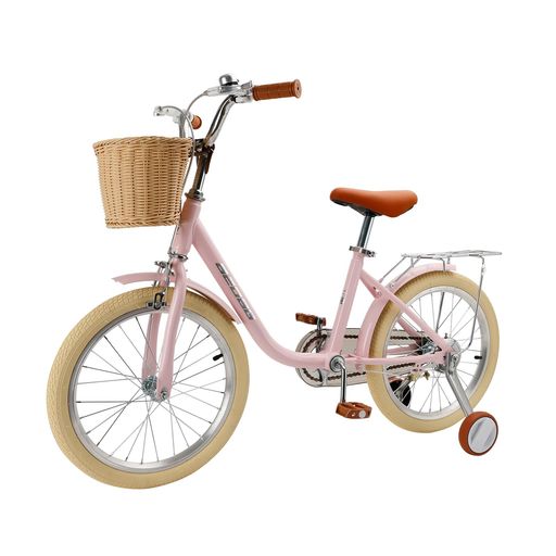 Artudatech 自転車 子供 18インチ 自転車 高炭素鋼フレーム 女の子 男の子 補助輪 キッズバイク 手編みカゴ ポンポン ベル 取外し補助輪 コマ付き プレゼント お祝い ピンク|マイアール
