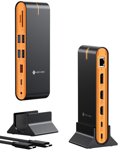 NOVOO USB-C ドッキングステーション 15-in-1 縦置き・横置き両用 USB-Cハブ 4K HDMI/DP/PD100W/USB3.2/SDカード/有線LANポート搭載 ノートパソコン拡張用 MacBook/Windows対応|マイアール
