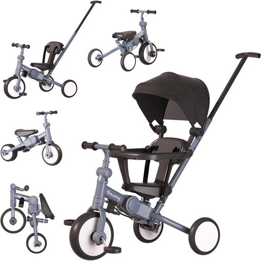 Bacany 子供用三輪車 7in1 三輪車 ステップ付き 折りたたみ 手押し棒 おしゃれ 1歳-6歳 コンパクト 自転車 おもちゃ 乗用玩具 幼児用 キッズバイク プレゼント おもちゃ 調整可能 お祝い ギフ&hellip;｜マイアール