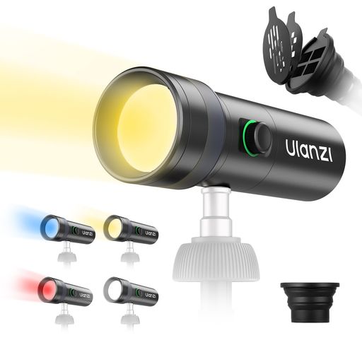 Ulanzi LM01 撮影用ライト LEDビデオライト 写真用懐中電灯 4色RGB 20ゴボフィルター付き 大容量7500mAh 10W LEDスポットライト ズーム調整可能 1/4”ネジ穴 軽量 持ち運び便利 アルミ合金製 充電式|マイアール