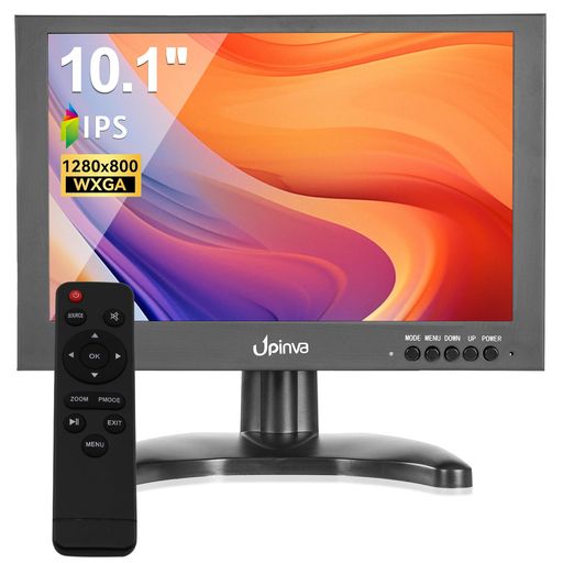 Upinva 10インチ IPS モニター 1920x1200 (16:10) - HDMI/VGA/AV/BNC マルチ入力、金属製筐体、リモコンとスピーカー付き(PC、セキュリティカメラ、ゲーム用)｜マイアール