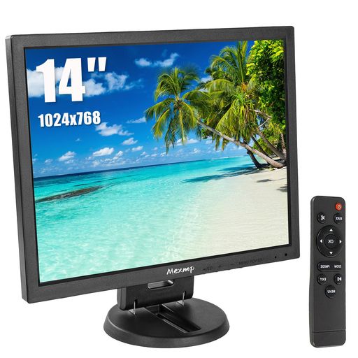 Mexmp 14インチ TFT液晶 監視カメラ用モニター 1024x768 4:3 HDMI/VGA/BNC/AV入力 リモコン付 内蔵スピーカー 防犯カメラ DVR PC用｜マイアール