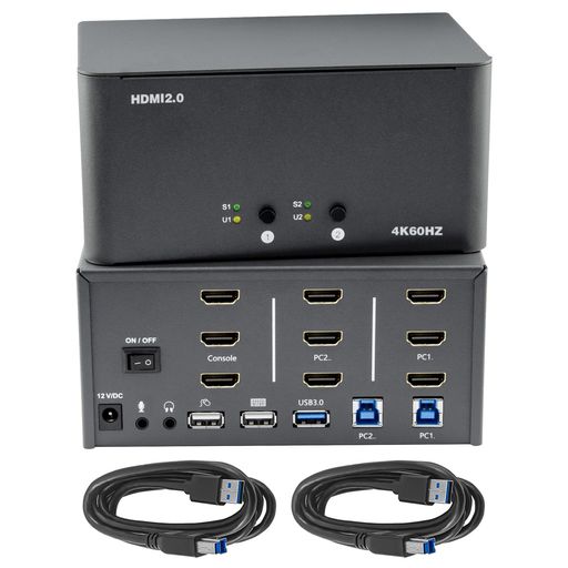 Bytecc KVM スイッチ 3 モニター、2 台のコンピューター、2 入力 3 出力、8k HDMI スイッチ、USB 3.0 ジャック付き、キーボードとマウス セットを 2 台のコンピューターで共有、Windows/Mac/Linux をサ…|マイアール