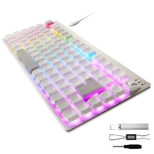 エレコム ラピッドトリガー ゲーミングキーボード V custom VK720AL 有線 磁気式アナログ検知スイッチ搭載 75%サイズ ロープロファイル ホワイト TK-VK720ALWH｜マイアール