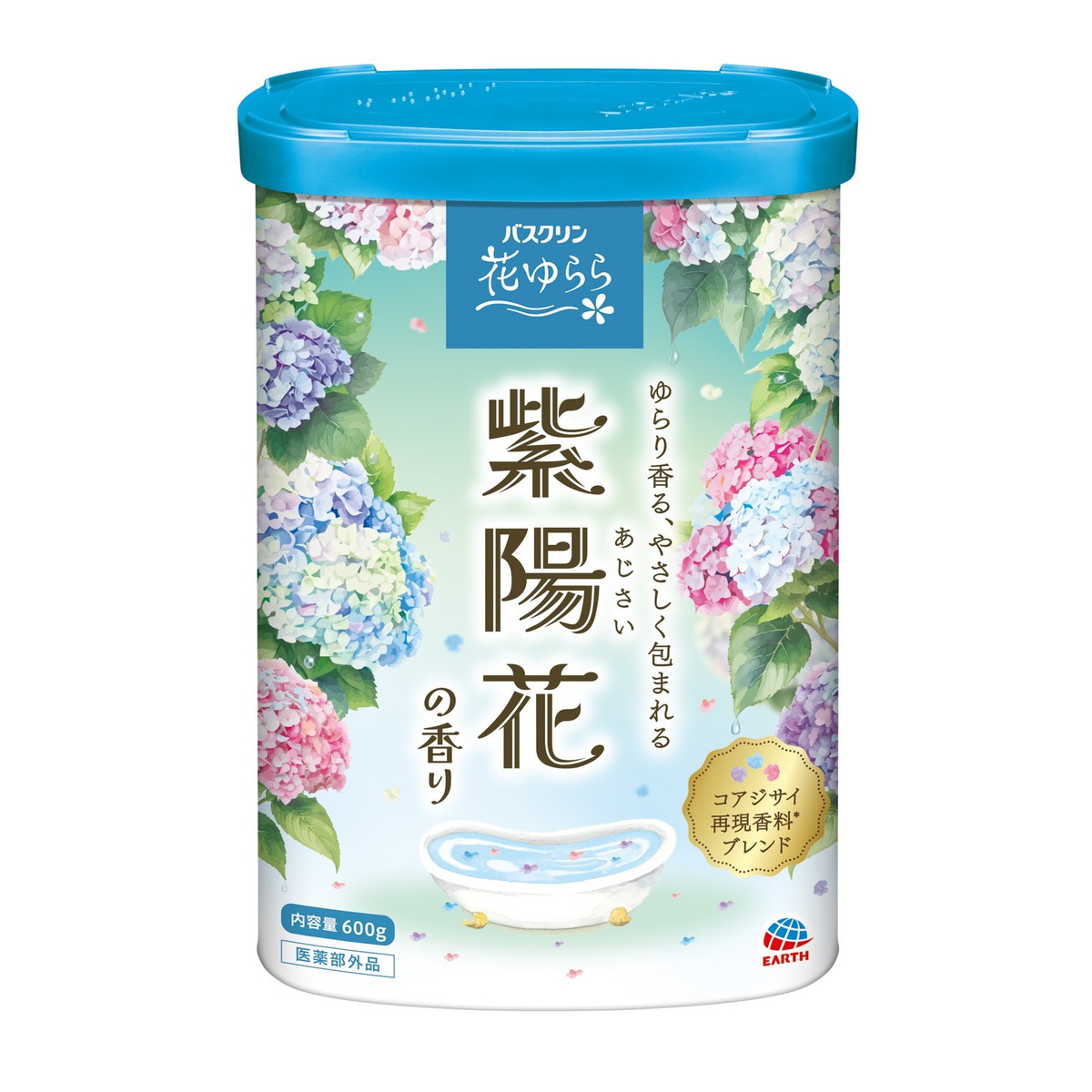 【送料込・まとめ買い×15個セット】バスクリン 花ゆらら 紫陽花の香り 粉末 600g 薬用 入浴剤 アース製薬|マイレピ P&Gストア