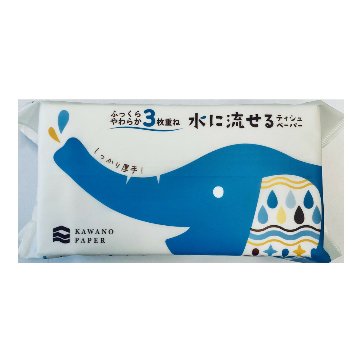 河野製紙 ふっくらやわらか 3枚重ね 水に流せる ソフトパック ティシュ100組 × 1個入 5周年記念イベントが