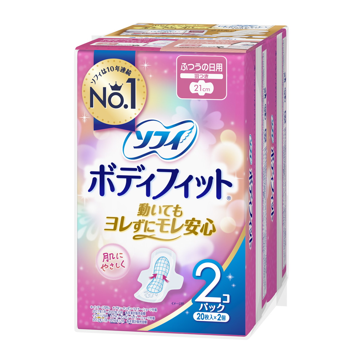 【送料込・まとめ買い×12個セット】ユニ・チャーム ソフィ ボディフィット 羽つき 20枚入×2コパック ふつうの日用 生理用ナプキン