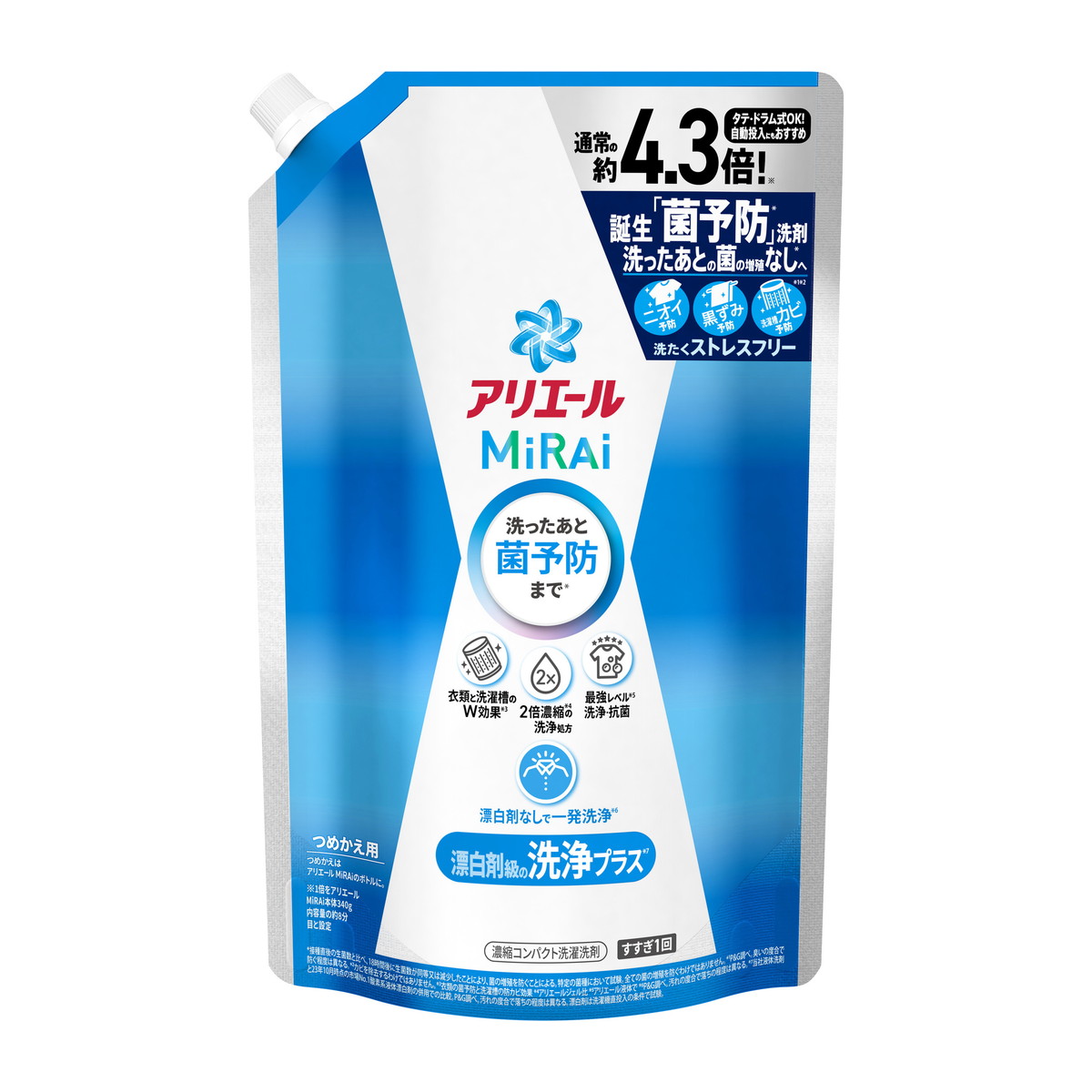 楽天市場】P&G アリエールミライ 洗浄プラス 詰め替え ウルトラ