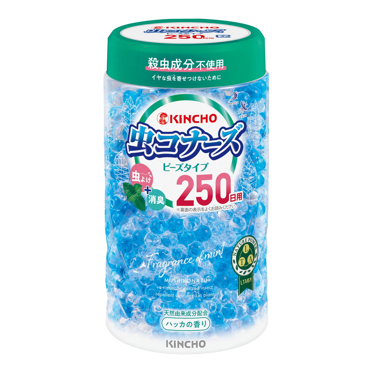 【送料込・まとめ買い×8個セット】大日本除虫菊 キンチョー 虫コナーズ ビーズタイプ スリム 250日用 ハッカの香り 360g
